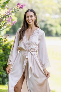 <span class=keywords><strong>Robe</strong></span> de chambre longue en satin pour femmes 8282, <span class=keywords><strong>robe</strong></span> de chambre kimono avec bordure en dentelle, <span class=keywords><strong>robe</strong></span> de mariée/des demoiselles d'honneur en soie - Product Image 5