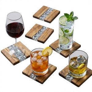 Trending Style Wooden & Resin Coasters Handmade Eco-Friendly 4 Inch Size Drink Coaster Mats & Pads <b>Table</b> Decoration <b>Placemats</b> - Product Image 1