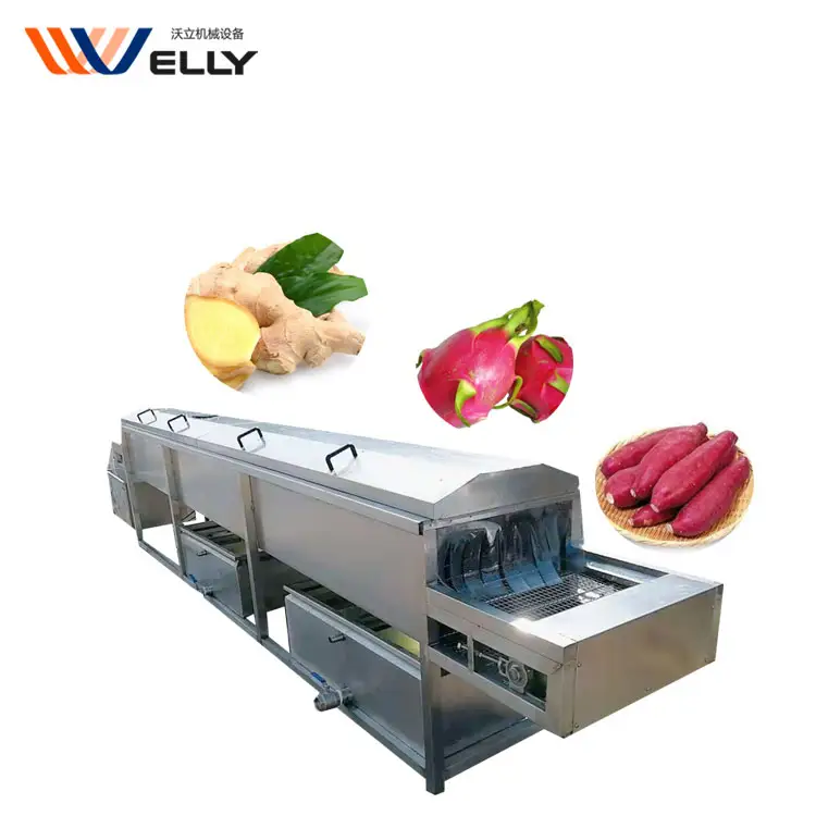 Automatic rotary fruit vegetable washing machine/ dragon fruit ginger washing machine conveyor