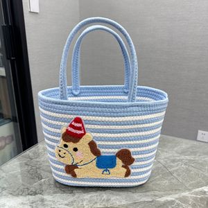 Bolso tejido de cuerda de algodón con diseño de dibujos animados, bolso tote lindo para mujer, gran capacidad - Product Image 3
