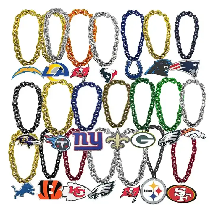 2024 New Designs large nfl 3d fan chain necklace foam in stocks for sale