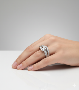 Solitaire Diamond <b>Ring</b> 925 Silver 10KT 14KT 18KT Gold <b>Split</b> Shank Pave Band Designer Engagement Wedding Jewelry - Product Image 4