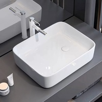 Lavabo en céramique blanche 6254A 510x400mm pour salle de bain, lavabo sur comptoir, lavabo pour hôtel et maison