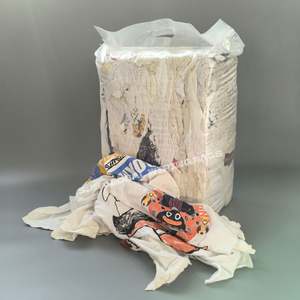 Chiffons de nettoyage industriels pour essuyage d'équipements, chiffons en coton réutilisables, chiffons en tissu de t-shirt blanc imprimé pour atelier de nettoyage - Product Image 1