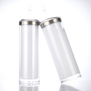 Offre Spéciale – Tasse à sublimation 20oz effet boule à neige, droite, avec paillettes, pour soda, bière, café, avec couvercle et paille – Cadeaux (sans isolation thermique) - Product Image 1
