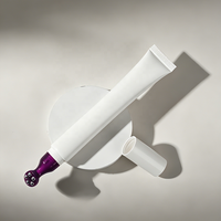 Tube souple en plastique de 15 ml et 20 ml avec applicateur à 5 billes biseautées, tube de crème pour les yeux rotatif, tube cosmétique ovale massant avec bouchon rotatif