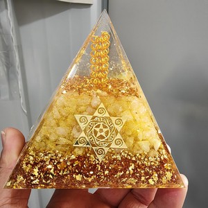 Kogiya <b>Crystal</b> <b>Chip</b> Pyramid Resin Epoxy Craft Desktop Ornament Home Decoration Money Pyramid Shape Internal Engraving - Product Image 4