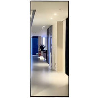 Porte coulissante invisible en verre et aluminium avec cadre mince cannelé personnalisé pour salon, montage mural, rail caché