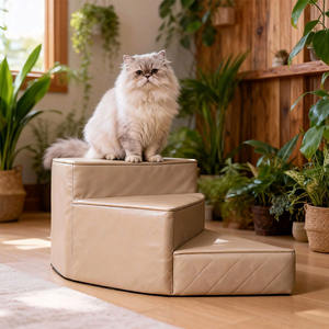 Kratzfestes Leder Drehbare Hundetreppe Verstellbare Spiral-Hunderampe für Betten - Product Image 1