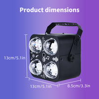 Projecteur de lumière de scène YSH 4 LED vert, boule disco, stroboscope, activé par le son, télécommande, motifs rave, pour fêtes et décorations de vacances