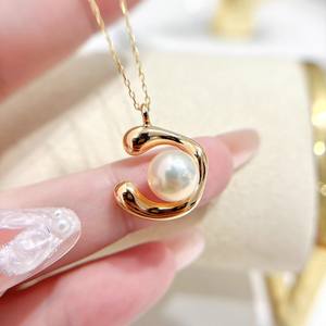 จี้ DIY หรูหราสีทองและสีเงิน รุ่น 31405 พร้อมลูกปัดขนาด 8-10 มม. ฐานเงินแท้ S925 อุปกรณ์เปล่าสำหรับจี้มุกและชาร์มระดับไฮเอนด์ - Product Image 1