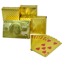 Cartes à jouer de poker dorées imperméables et durables avec logo personnalisable Jeux en plastique PVC Parties-Vente en gros Cartes à jouer en or
