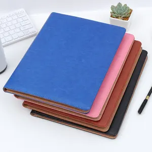 Caderno de couro personalizado a4 dobradores planejador clipe arquivo pasta notebook com calculadora