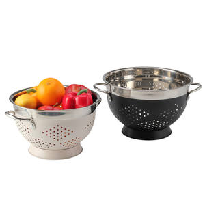 Powder Coated <b>Metal</b> Strainers with Riveted Stainless Steel Handles and Stable Base, Food Strainers and <b>Colanders</b> for Kitchen - Product Image 2