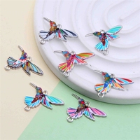 Breloques oiseau émail liens coloré imprimé colibri connecteur breloque en vrac volant Animal lien pour la fabrication de bijoux à bricoler soi-même artisanat