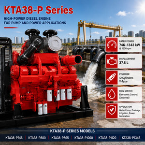 <span class=keywords><strong>Moteur</strong></span> diesel industriel KTA38-P1400, 37,7 L, 12 cylindres, 940 kW, 1800 tr/min, groupe électrogène pour pompe à eau, pour station de drainage d'urgence - Product Image 1