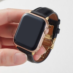 Bracelet en cuir tanné végétal Upro avec boucle papillon pour Apple Watch Ultra Series 10 9 8 7 SE, bracelet en cuir véritable en gros - Product Image 2