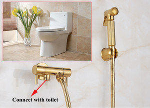 KD-02BS Muslim Shower Room Fittings Gold <strong>Plated</strong> Cold and Hot Functions <strong>Bidet</strong> <strong>Sprayer</strong> Set Good Quality Brass Cleansing Faucet - Product Image 6