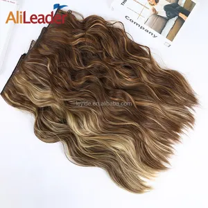 AliLeader sintetis 20 Inci tanpa klip dalam Natural tersembunyi Secret rambut palsu ekstensi rambut panjang bergelombang garis rambut potongan rambut