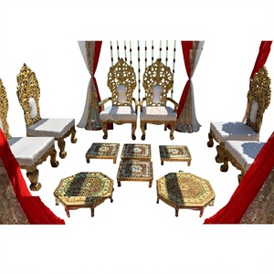 Traditional Indian Wedding Vidhi Mandap <b>Chairs</b> Maharani Gold Mandap Vedi <b>Chairs</b> Set For Wedding Ceremony Gujarati Wedding <b>Chair</b> - Product Image 1