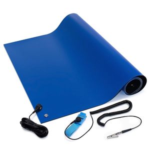 Kit da Lavoro <span class=keywords><strong>ESD</strong></span> a Doppio Strato Blu per Riparazione Cellulari, Set Cinturino da Polso, Cavo di Messa a Terra, Prodotti di Sicurezza - Tappetino in Gomma per Tavolo - Product Image 1