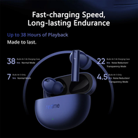 Audífonos Intrauditivos Realme Buds Air 5 Azul/Blanco con Indicador LED de Batería para V5.3, Resistencia al Agua IPX5, Chipset BES, Cancelación Activa de Ruido