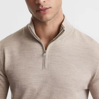 Logo personnalisé tricot printemps automne hiver laine mérinos demi fermeture éclair col entonnoir pull style décontracté polo tricot pull chemise hommes pull