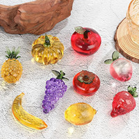 Figurines de fruits miniatures en verre soufflé à la main, style Murano, transparentes comme du cristal, ornement décoratif en verre pour la maison, cadeau