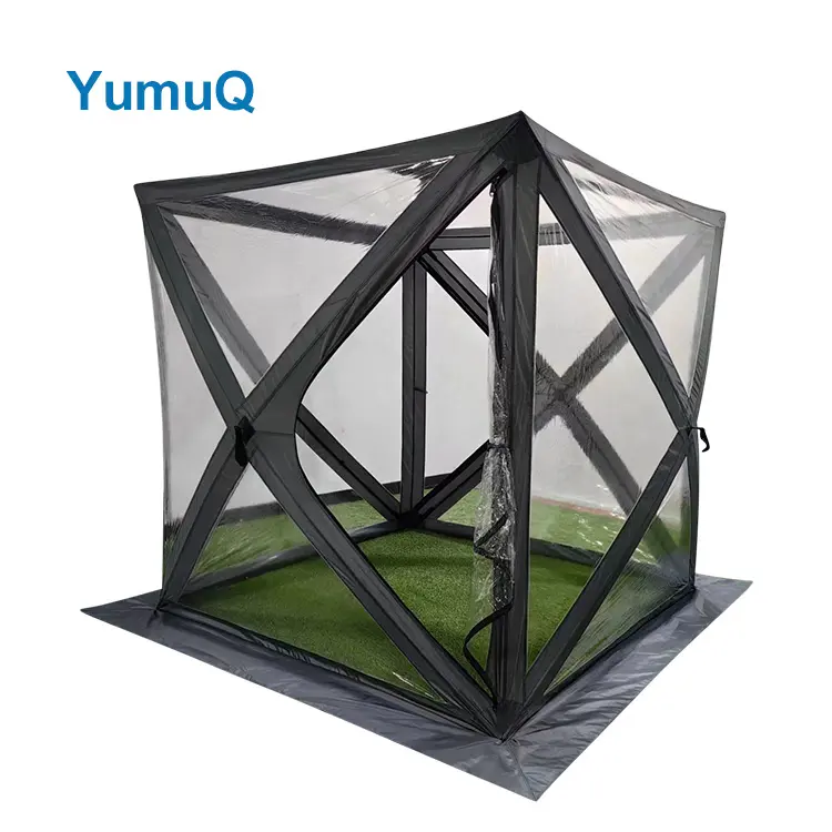 YumuQ 6-8 명 4 면 투명 2 도어 PVC 천막 캠핑 큰 화면 버블 클리어 하우스 자동 허브 텐트