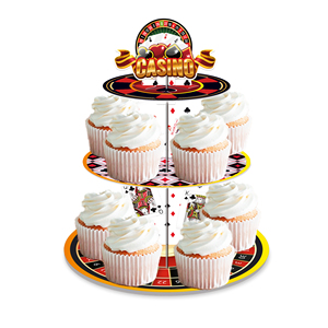 Huancai <span class=keywords><strong>Casino</strong></span> Party Cake Stand Poker 3 Tier Cupcake Stand Dessert Tour Décorations pour Enfants Anniversaire Las Vegas Party Supplies - Product Image 1
