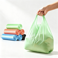 Rouleaux de sacs en plastique jetables en PEHD de style T-shirt, haute densité, avec logo personnalisé imprimé, sacs à poignée gilet