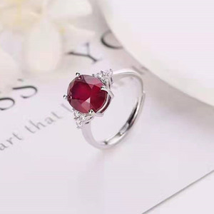 Vendita calda di modo della pietra preziosa dei monili di design in <span class=keywords><strong>argento</strong></span> sterling 925 18k oro bianco placcato 9x11mm naturale rosso <span class=keywords><strong>anello</strong></span> di <span class=keywords><strong>rubino</strong></span> per le donne - Product Image 2