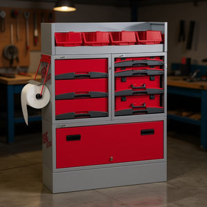 Armoire de rangement en plastique pour automobile 5006 Ef1 rouge avec tiroirs et portes pour usage en atelier - Product Image 3