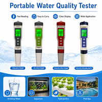 Testeur numérique de qualité de l'eau avec logo personnalisé, mesureur de TDS, EC, PH et de température avec écran rétroéclairé pour aquarium, piscine, hydroponie et laboratoire