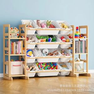 Estante de almacenamiento de juguetes de madera de varias capas, 4 niveles, gran capacidad, organizador de pie para habitación infantil, para juguetes, libros y artículos diversos - Product Image 5