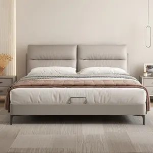 Stile moderno letto imbottito Top in pelle a grana morbida letto King Queen Size camera da letto mobili