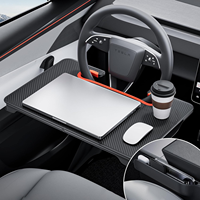 Plateau de bureau 2-en-1 pour volant de voiture et organisateur de vide de place de siège de voiture, table pliable aspect fibre de carbone pour ordinateur portable, repas et écriture