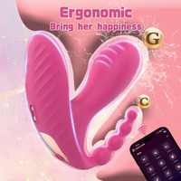 Magnetischer USB-Aufladbarer APP-Ferngesteuerter Tragbarer Simulations-Dildo Sextoy 10-Gang Doppelmotor Unterwäsche Slip Vibratoren
