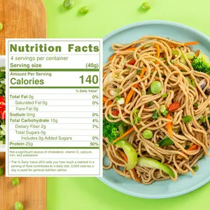 Planta de guisante vegana baja en calorías y baja en grasa Keto-Friendly Fideos de alta proteína