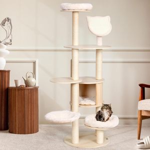 Solid Wood <strong>cat</strong> <strong>Climbing</strong> <strong>Frame</strong> Modern Luxury <strong>cat</strong> Tree Tower with <strong>cat</strong> Apartment Hammocks and Canopies for Easy Assembly Cleaning - Product Image 1