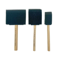 Vente en gros DIY Pinceau de peinture Graffiti Art Manche en bois Pinceau en mousse éponge noire pour l'artisanat