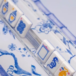 Tessere di Mahjong Americane Personalizzate in Cristallo di Lusso, Durevoli, Ecologiche, Impermeabili, Regalo per Gioco, Acrilico Blu e Bianco - Product Image 3