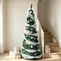 Sapin de Noël pliable en PVC de 1,8 m de haute qualité, écologique, avec lumières LED blanc chaud effet neige, branchement facile, installation simple