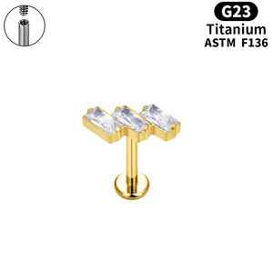 Piercing Rook G23 de Titanio con Triple Circonita Cúbica, Joyería Corporal con Rosca Interna, Anillo de Nariz de Alto Pulido, <span class=keywords><strong>Helix</strong></span> Labial para Niños - Product Image 5