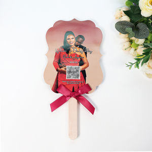<span class=keywords><strong>Carte</strong></span> d'Invitation <span class=keywords><strong>de</strong></span> Mariage Personnalisée en Forme d'Éventail <span class=keywords><strong>avec</strong></span> Photos Imprimées en Couleur Recto Verso et Nœud en Ruban & Poignée en Bois pour Anniversaire - Product Image 2