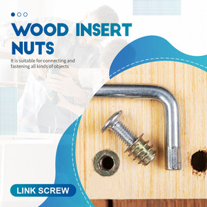 Inserts filetés en acier zingué M6 pour meubles en bois, à entraînement hexagonal, pour applications bois et minier - Product Image 3