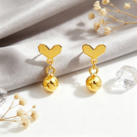 Boucles d'oreilles courtes en forme de cœur avec perles lumineuses, fabricant de bijoux de marque chinoise ES451