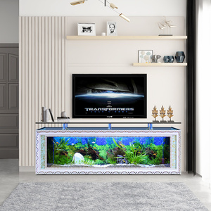 Support de télévision en verre sur pied - Forme d'angle personnalisée, filtration latérale/arrière, pour salon et bureau - Product Image 3