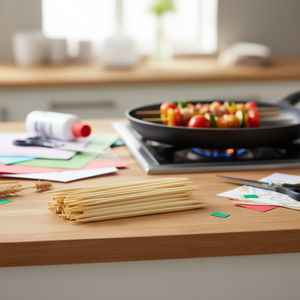 Bastoncini di bambù Iln 0,5x8 cm 80 pezzi per artigianato e cucina - Product Image 3