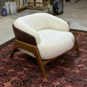 Sillón de Diseño Ergonómico de Madera de Alta Comodidad, Sillón <span class=keywords><strong>Individual</strong></span> Tipo <span class=keywords><strong>Puff</strong></span> para Sala de Estar, Sillas de Pedicura para Interiores Modernos - Product Image 5